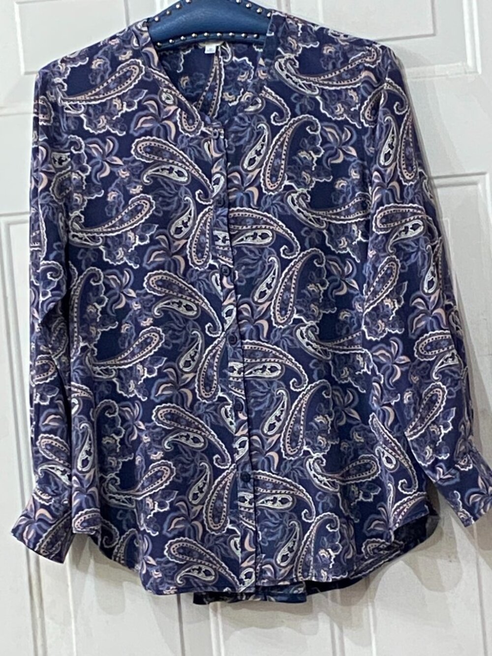 Splendid Collection Silk/Viscose Sz M Blouse Button Up Long Sleeve Paisley